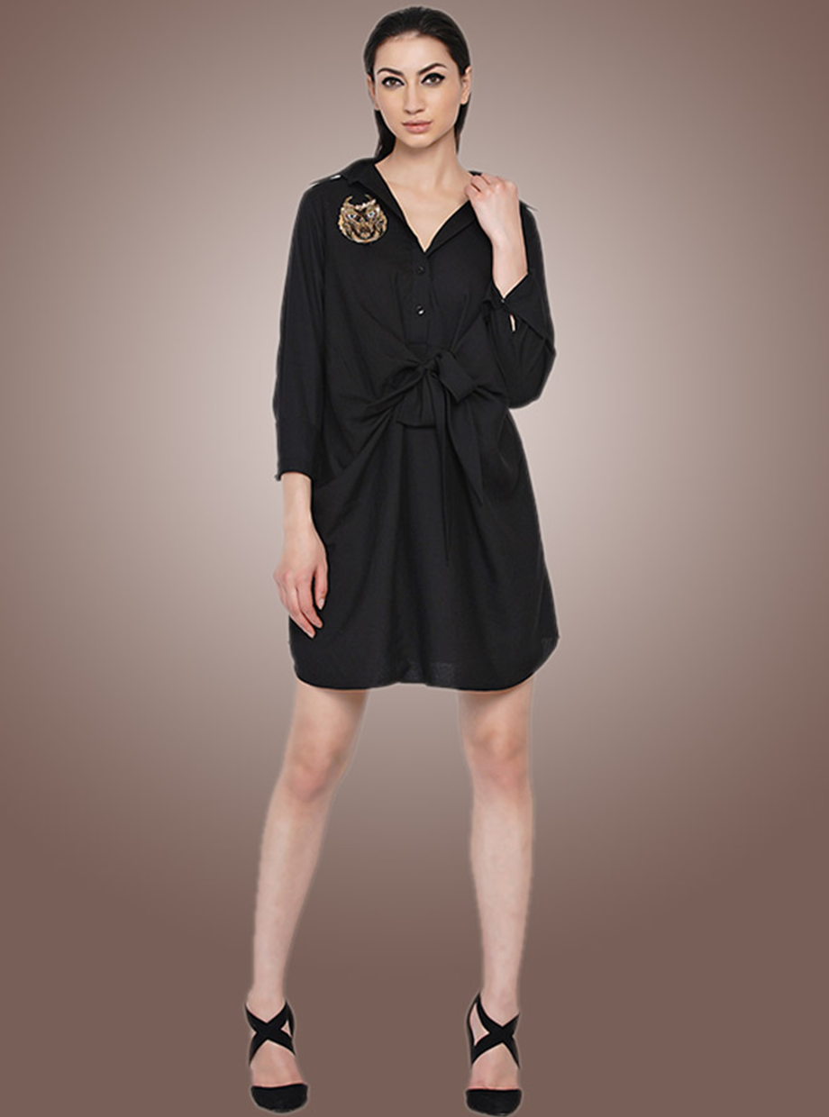 TIE YUP DRESS (BLACK)