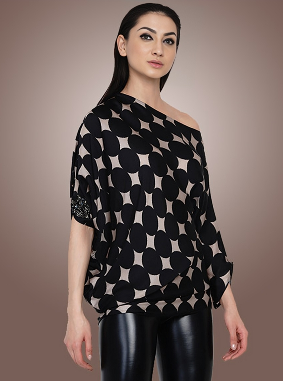 SLY-DOF TOP (BLACK POLKA)