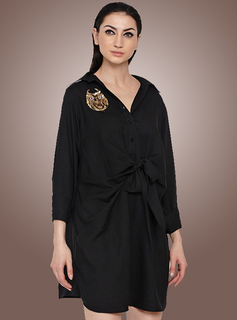 TIE YUP DRESS (BLACK)