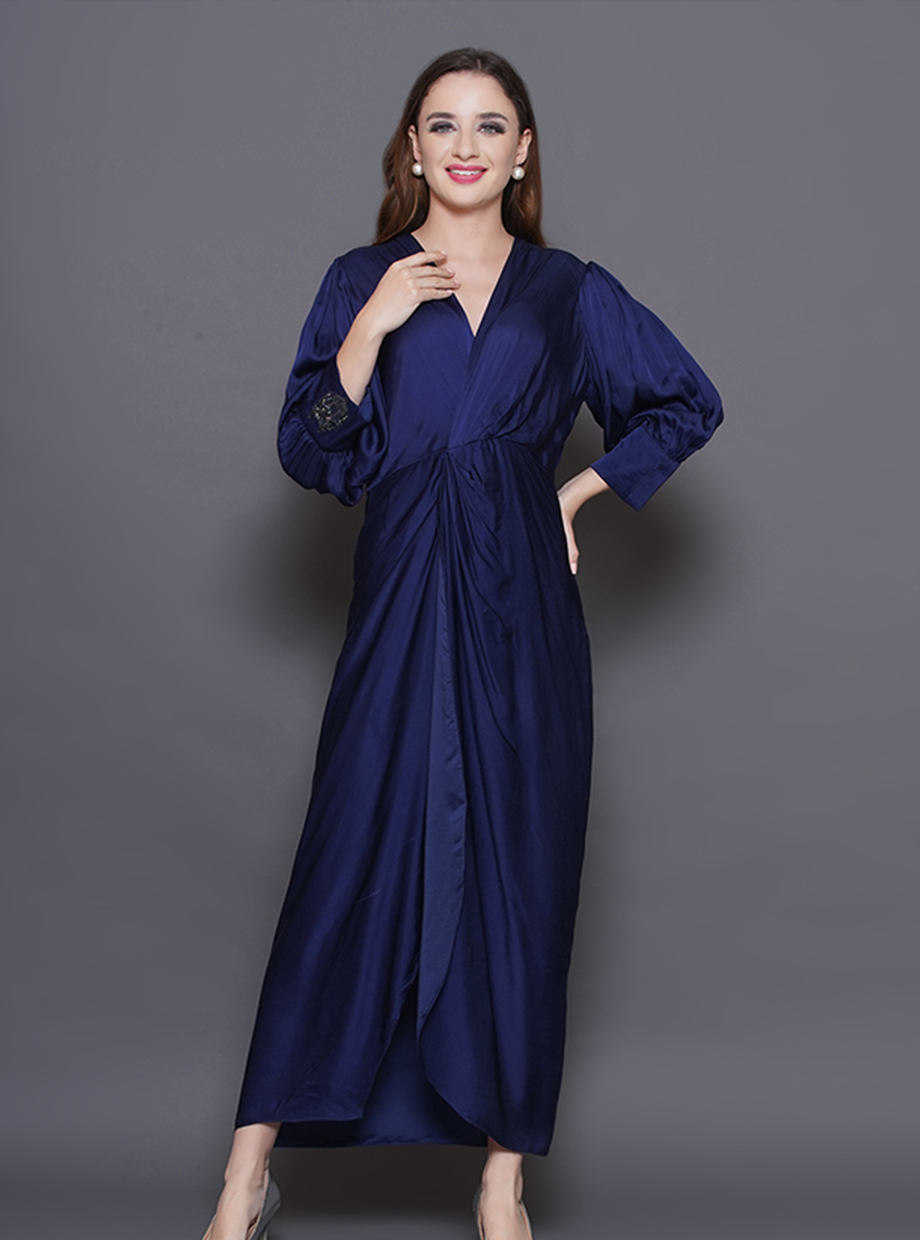 DRAPPED DRESS – BLUE