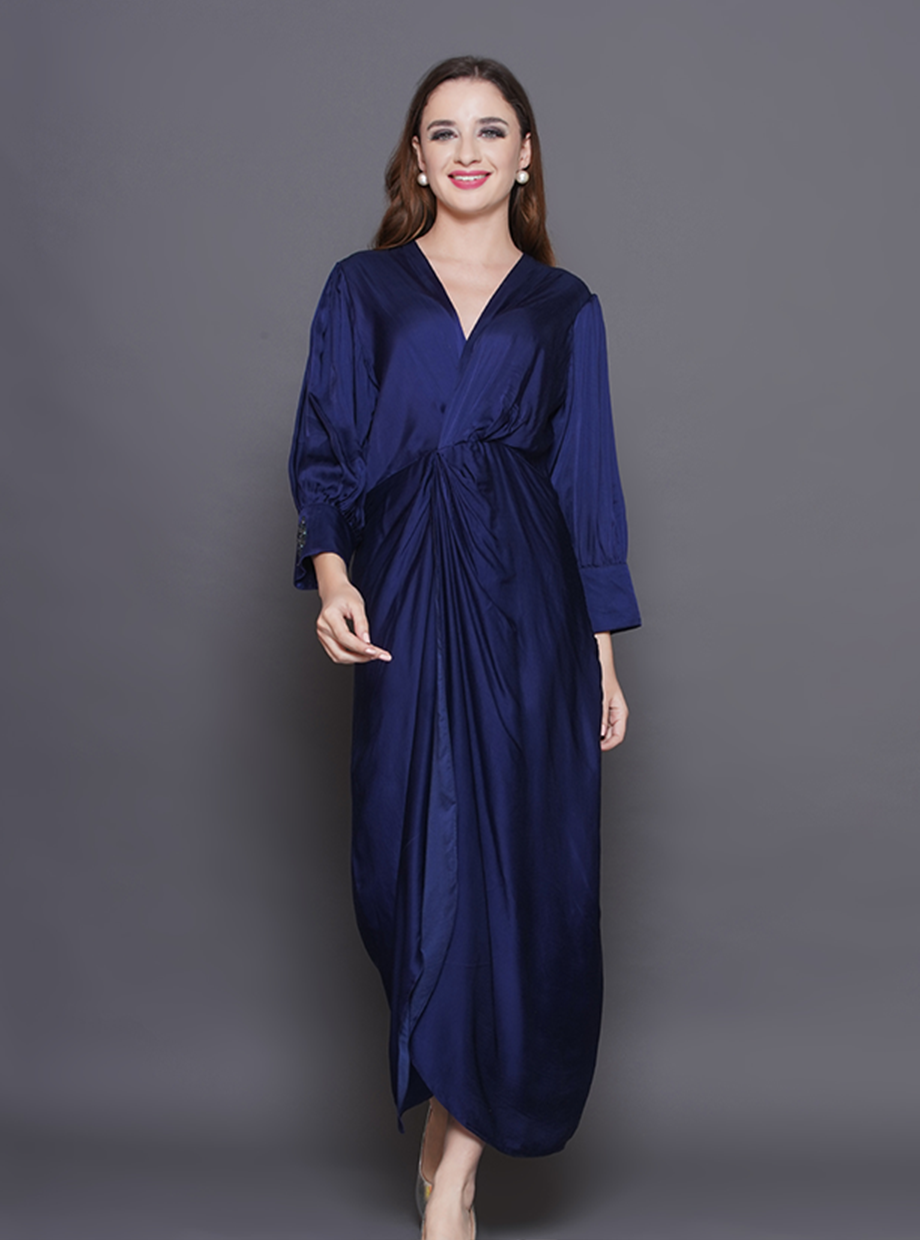 DRAPPED DRESS – BLUE