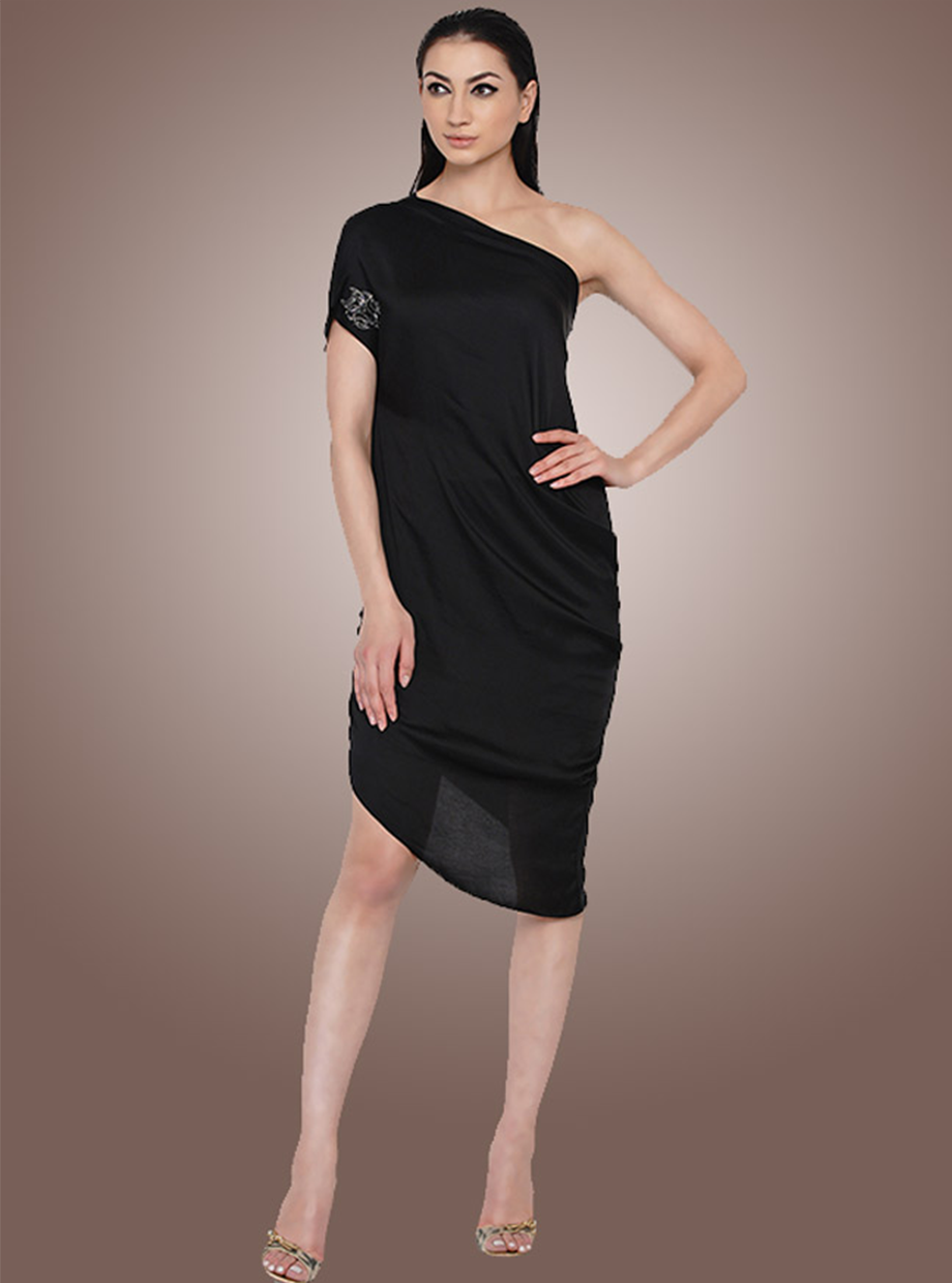 WON-SHOULDER DRESS (BLACK)