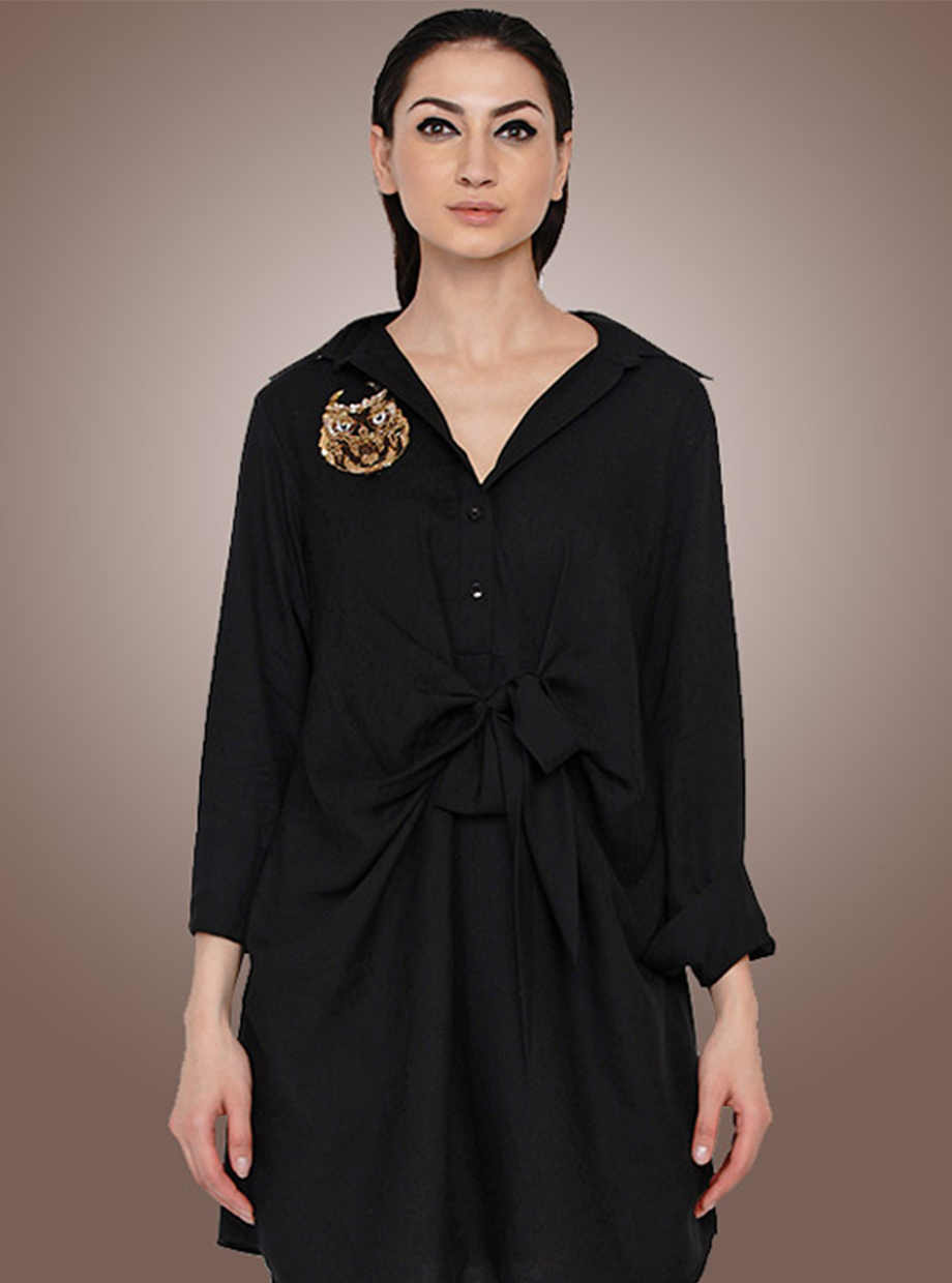 TIE YUP DRESS (BLACK)