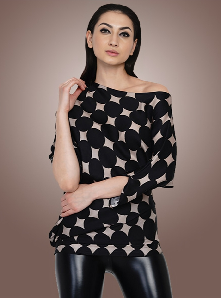 SLY-DOF TOP (BLACK POLKA)